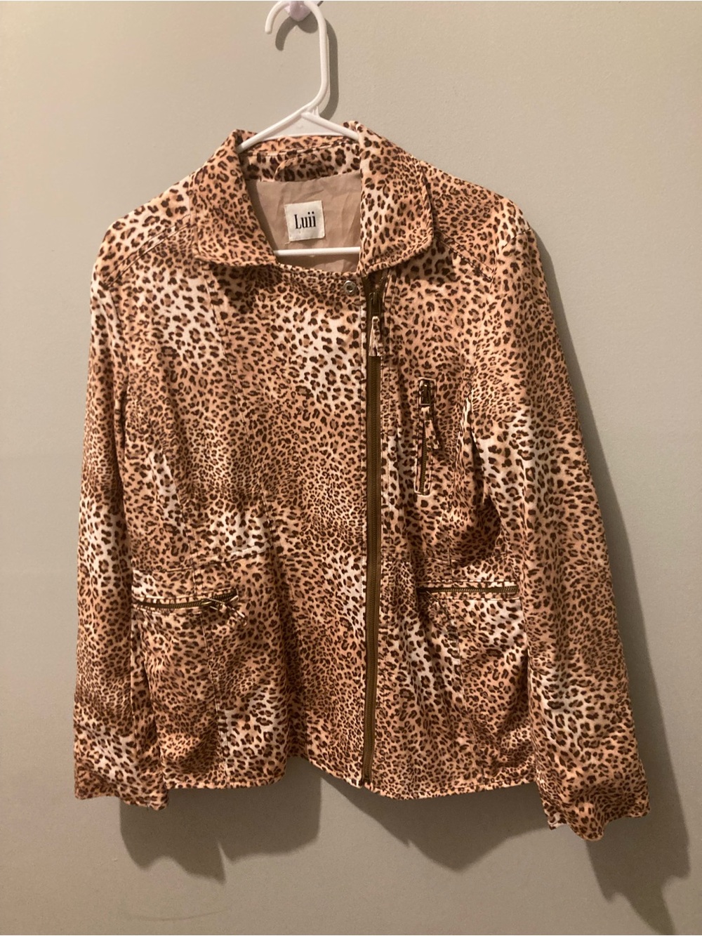 Luii Leopard Print Zip Front Jacket